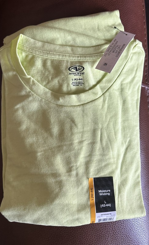 Athletic Works Moisture Wicking Tri Blend Tee L (42-44) White, Yellow set of 2 gallery