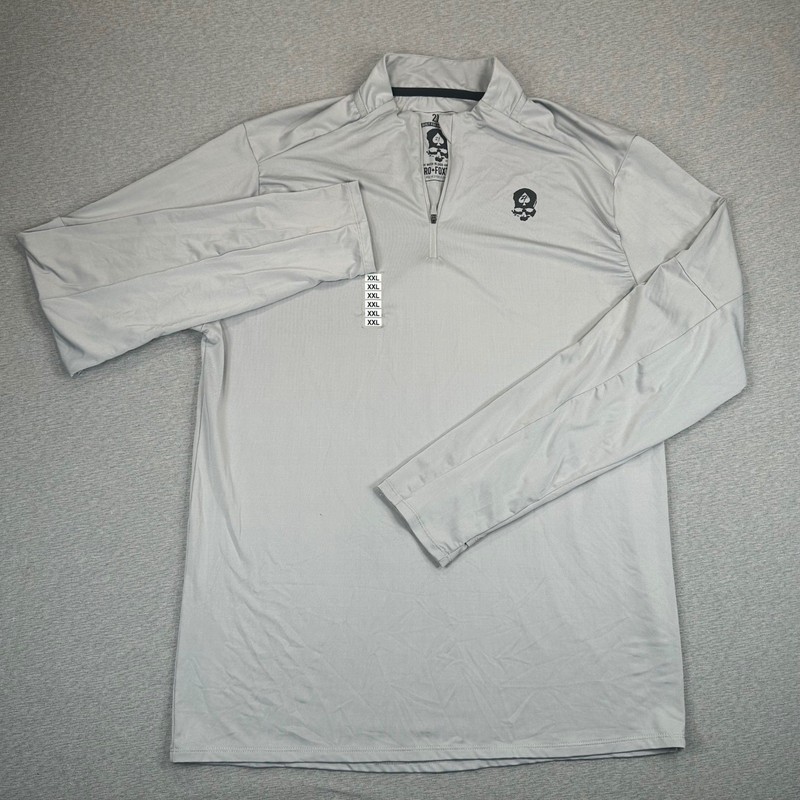 Zero Foxtrot 1/4 Zip Performance Pullover Mens 2XL Gray Spade Skull Logo NEW gallery
