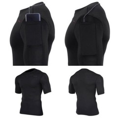 Take Five Mens Smart Pocket Skin Tight Compression Layer Running Shirt NT 071