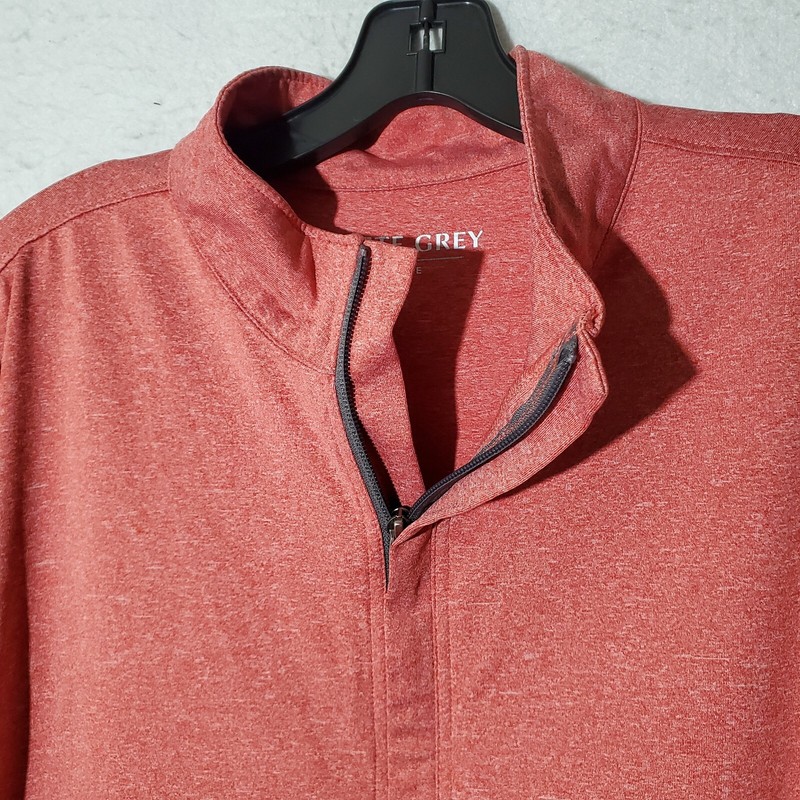 Matte Grey Shirt Men Large Salmon Pink Golf 1/4 Zip Long Sleeve Pullover gallery