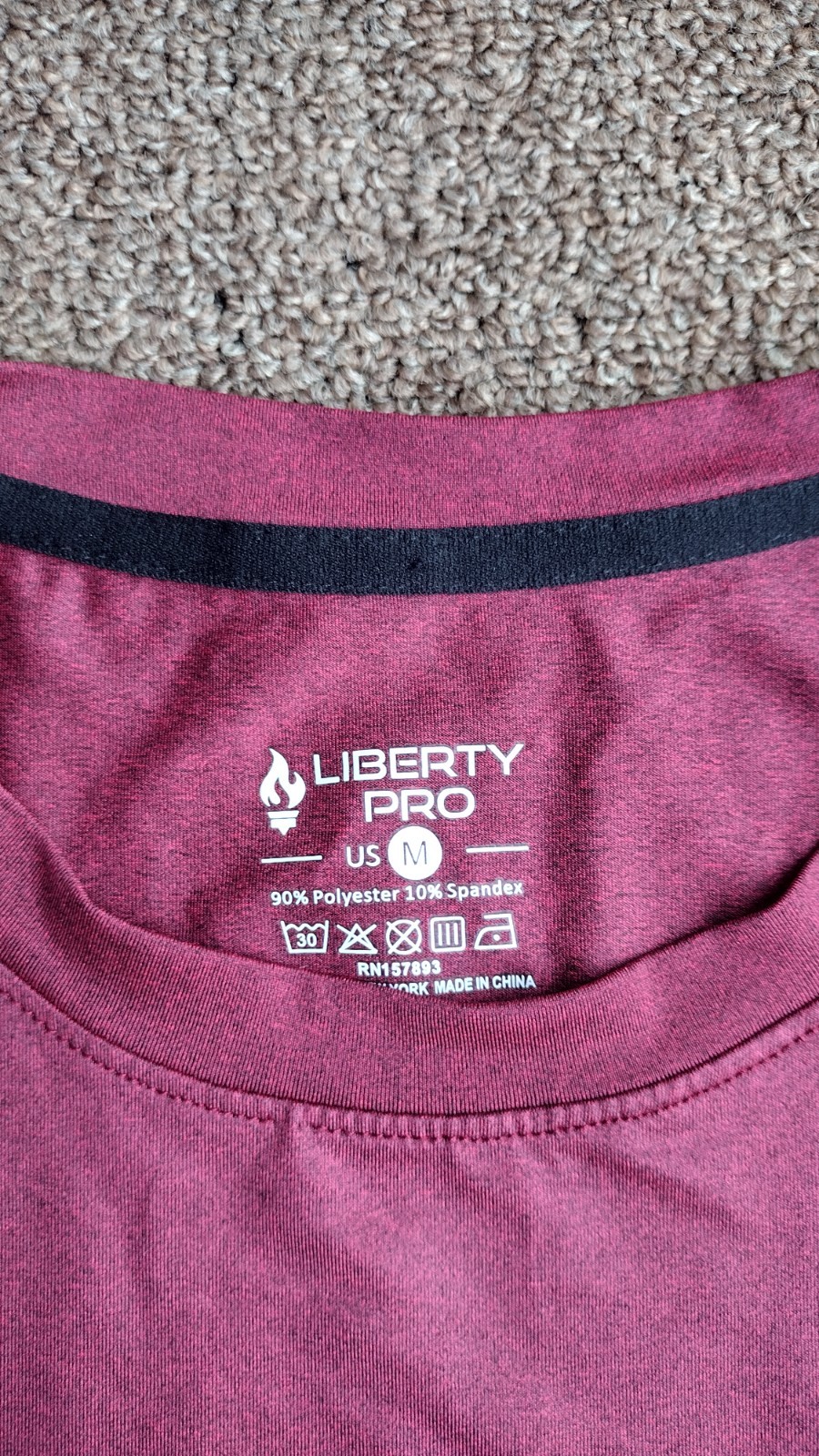 Liberty Pro Men's Gym Running Shirt Size M Athletic Burgundy T-shirt gallery