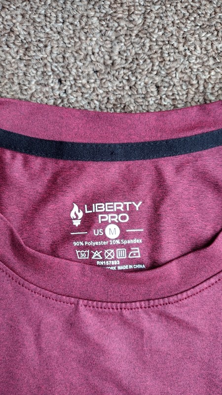 Liberty Pro Men's Gym Running Shirt Size M Athletic Burgundy T-shirt gallery