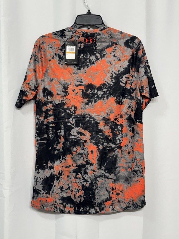 Under Armour Men’s Gray/Orange Tie Dye Short Sleeve Round Neck Stretch T-Shirt S gallery