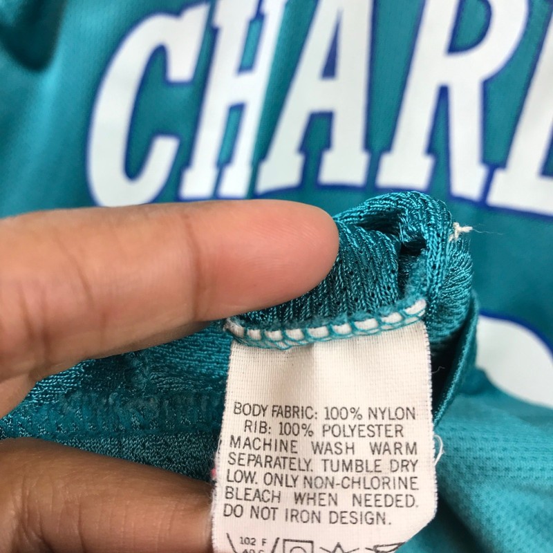 90s Vintage Charlotte Hornets Larry Johnson Jersey size 36 gallery