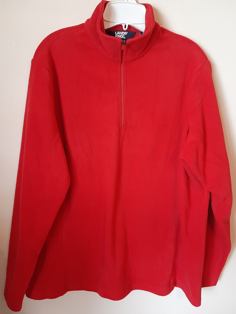 Lands End 1/4 Zip Pullover Mens Large Outdoor Fleece Mock Neck Long Sleeve--NWT