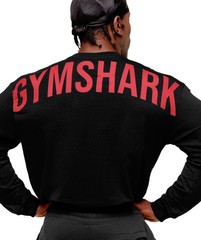 NEW Gymshark Power Long Sleeve T-Shirt Black/Conditioning Red Men’s Medium M