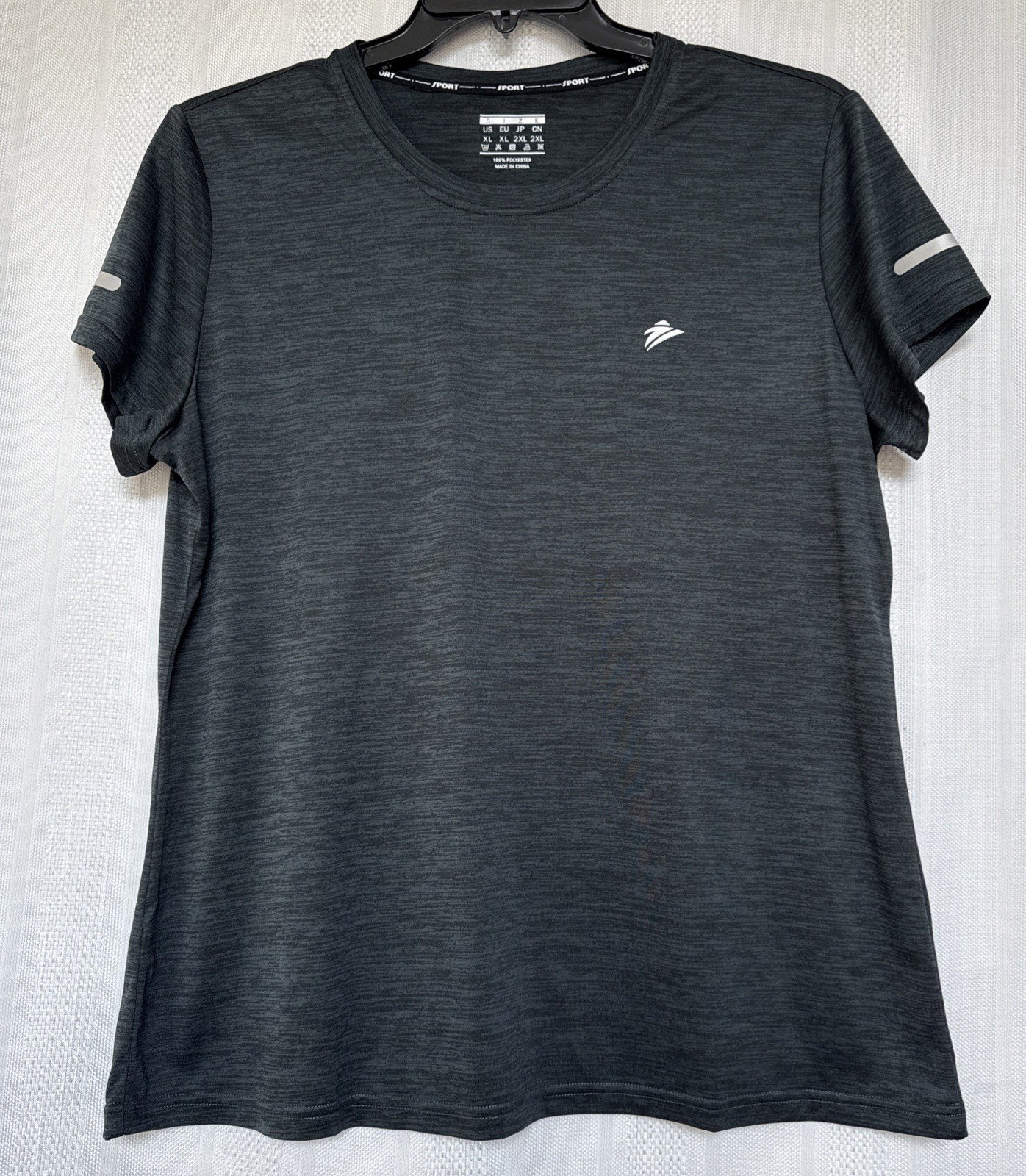 SPORT Men's Workout Athletic Run Jog Short-sleeve Black Gray Heathered XL gallery