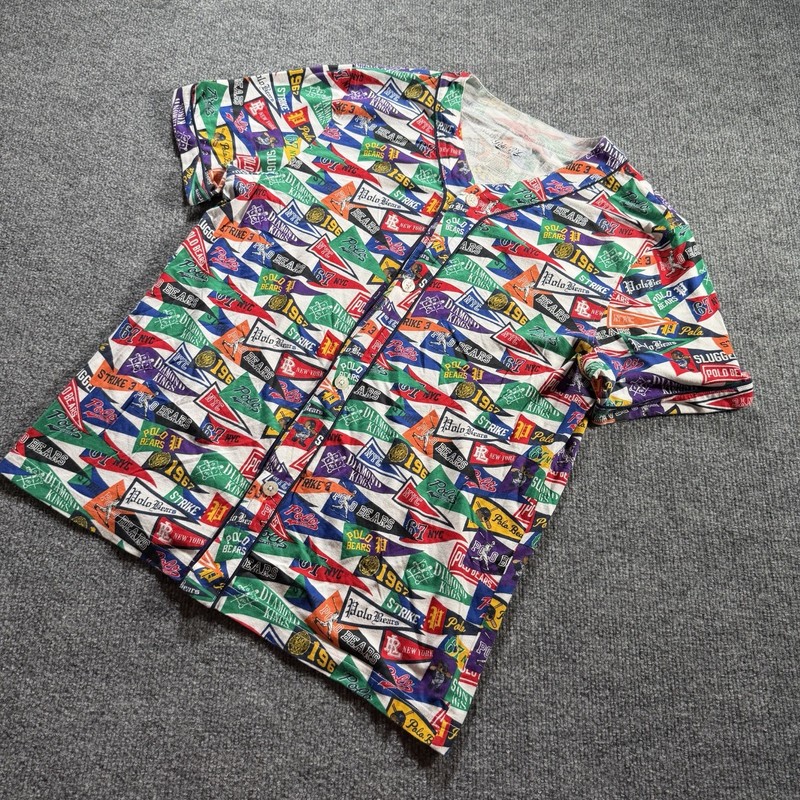 Polo Ralph Lauren Baseball Jersey Shirt Mens Small Flags Pennants Polo Bears gallery