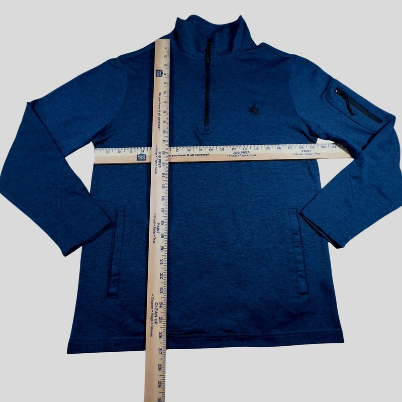 Rugby University Men's 1/4 Zip Pullover Extreme Stretch Marled Blue Shirt Small gallery