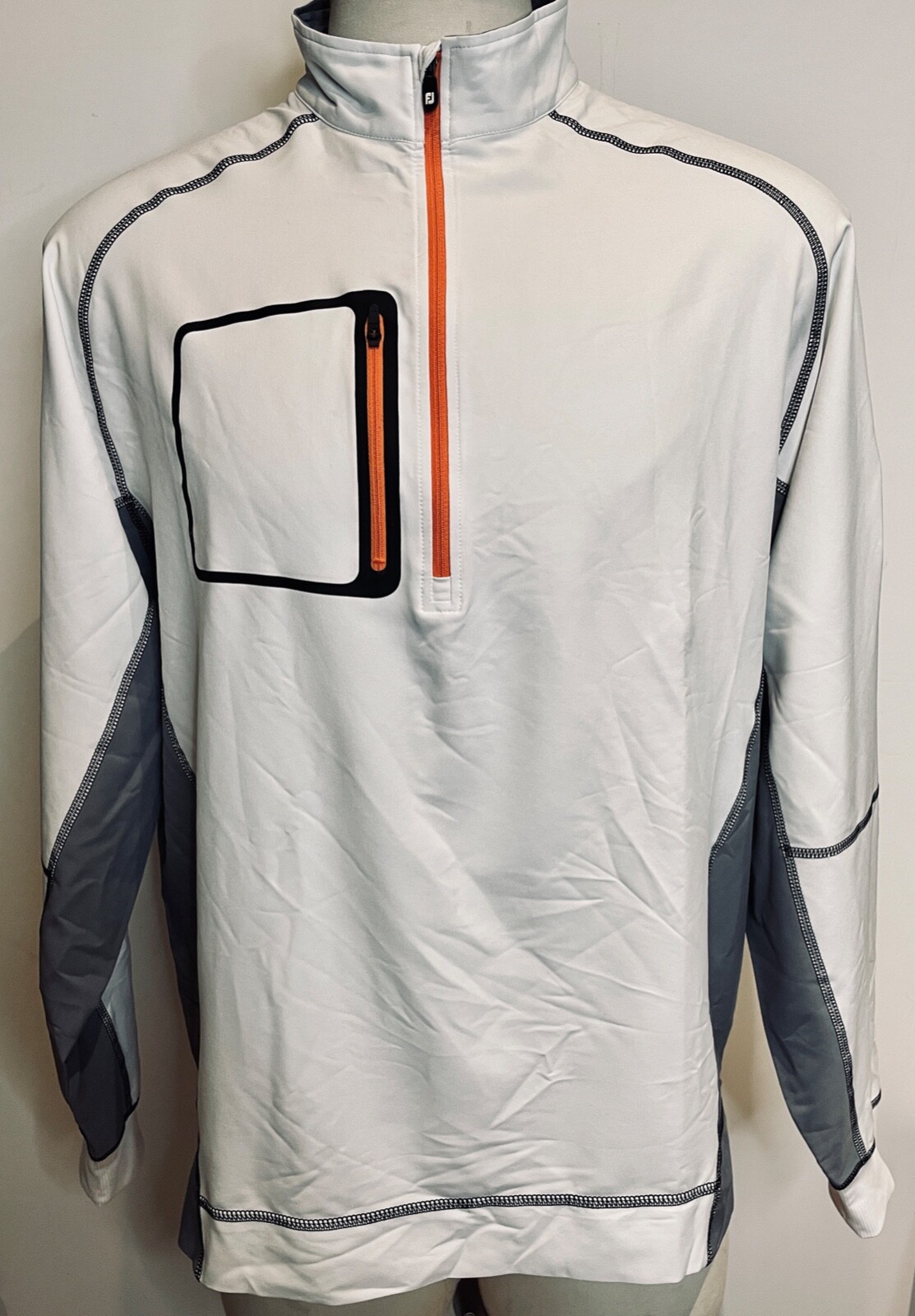 EUC!! FOOT JOY GOLF WHITE&GRAY 1/2 ZIP LAYER PULLOVER SHIRT +LOGO *L gallery