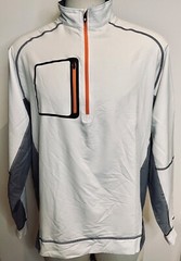EUC!! FOOT JOY GOLF WHITE&GRAY 1/2 ZIP LAYER PULLOVER SHIRT +LOGO *L