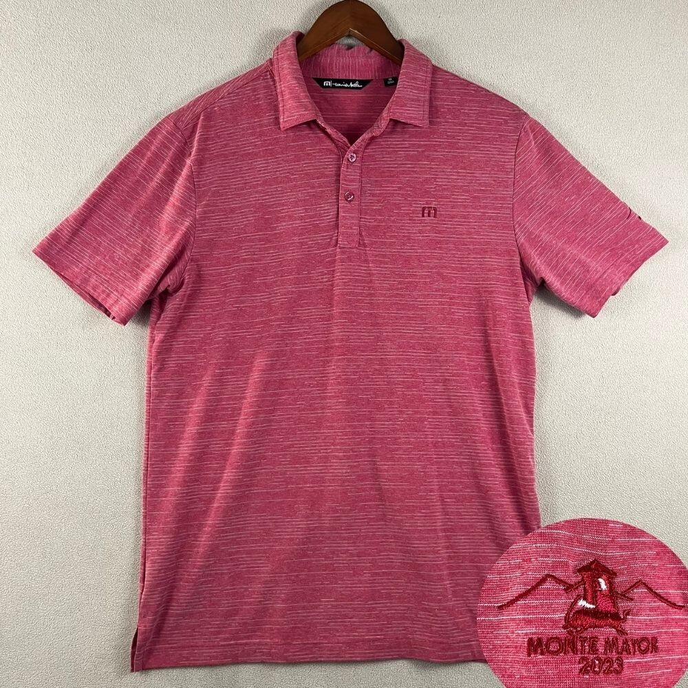 Travis Matthews Polo Mens Sz MED Red Monte Mayor (Spain) Golf Shirt Lightweight