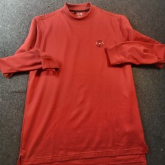 Adidas Climalite Cotton & Polyester Long Sleeve Mock Collar Golf Shirt Red M