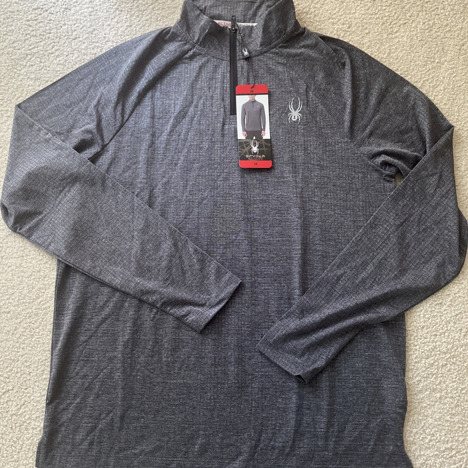 SPYDER Men's Moisture Wicking 4 Way Stretch Reflective 1/4 Zip Pullover, Grey M gallery