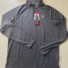 SPYDER Men’s Moisture Wicking 4 Way Stretch Reflective 1/4 Zip Pullover, Grey M