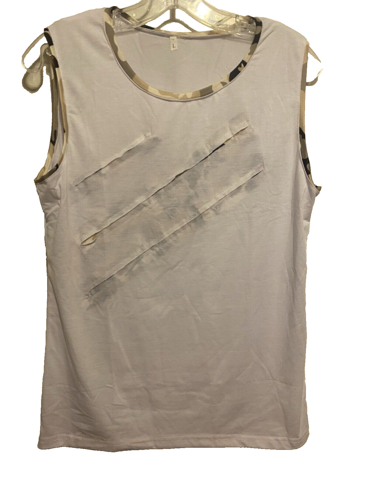 Unbranded Men's Tank Top size Large White, Camo slash graphics Cotton Blend NWOT gallery