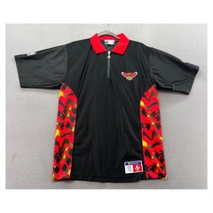 Vintage Champion Atlanta Hawks NBA Shooting Shirt Mens Medium Black Red 90s Zip