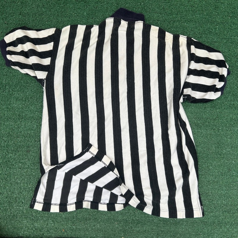 Vintage Rawlings Referee Jersey 60s 70s Black White Striped Quarter Zip Shirt L gallery
