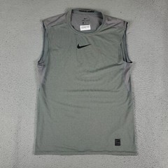 Nike T Shirt Mens Size Medium Gray Pro Swoosh Muscle Gym Work Out