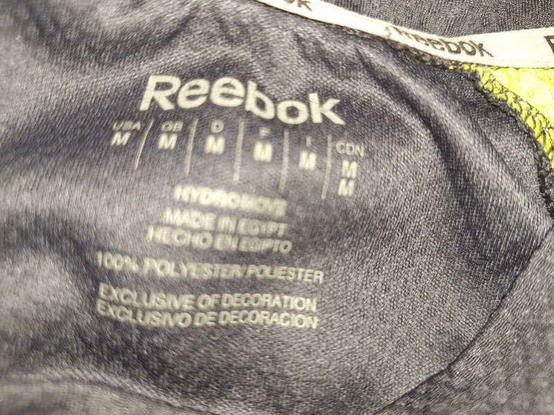 Reebok Men's Medium Hydromove Performance T-Shirt Gray Neon Yellow Athletic Gym gallery