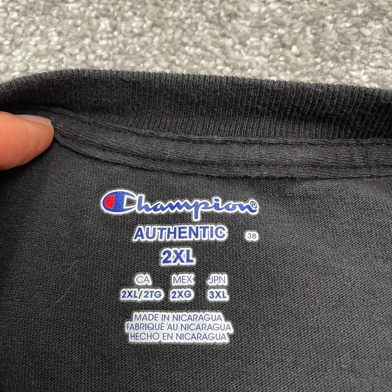 Champion Assumption Golf Graphic T-Shirt Mens 2XL Black Crew Neck Cotton Tee gallery
