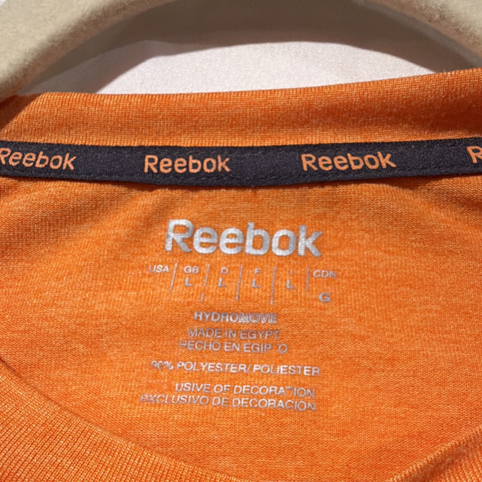 Reebok HYDROMOVE Orange Short Sleeve Crew Neck Men's T-Shirt Size L gallery