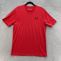 Under Armour Project Rock Tee Men Extra Large XL Red Loose Heatgear Activewear