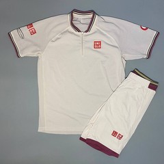 Uniqlo Roger Federer RF 2018 Wimbledon Tennis Polo Shirt Shorts Set White Dry-Ex