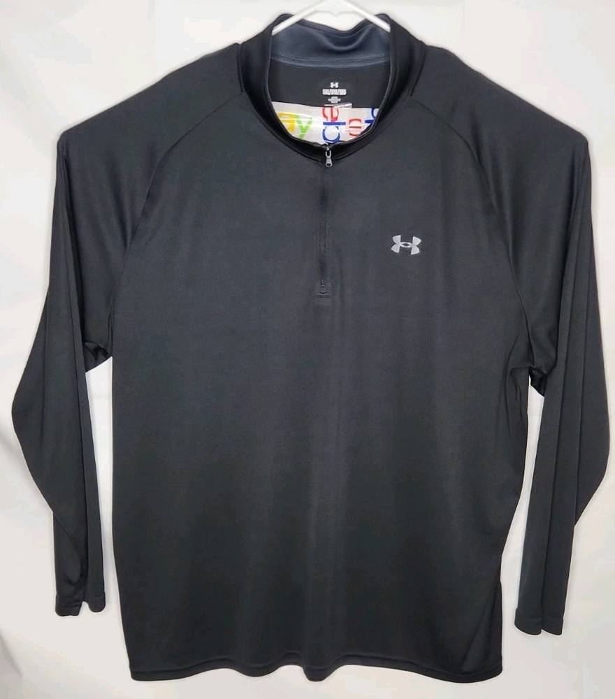 Under Armour 1/4 Zip Long Sleeve Golf Pullover Shirt Mens 5XL Black Lightweight