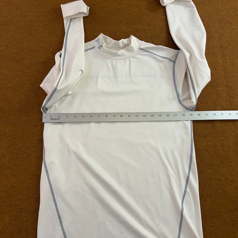 Under Armour Mens Medium White ColdGear Fitted Mock Neck Long Sleeve Shirt gallery