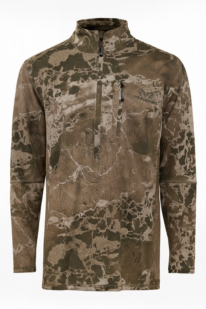 Realtree Mens Wavex 1/4 Zip Pullover Camo Mens Size Medium Polyester Spandex