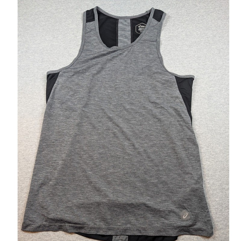 Lot of 3 Adidas and Asics Mens Running Tank Tops Size Small Black Gray Workout gallery
