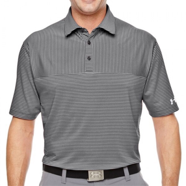 Mens Under Armour Playoff Stripe Golf Polo Shirt 1283706 100 2XL White/Gray gallery