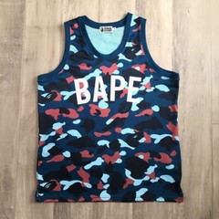BAPE Blue multi camo basketball tank top A Bathing Ape Size XL