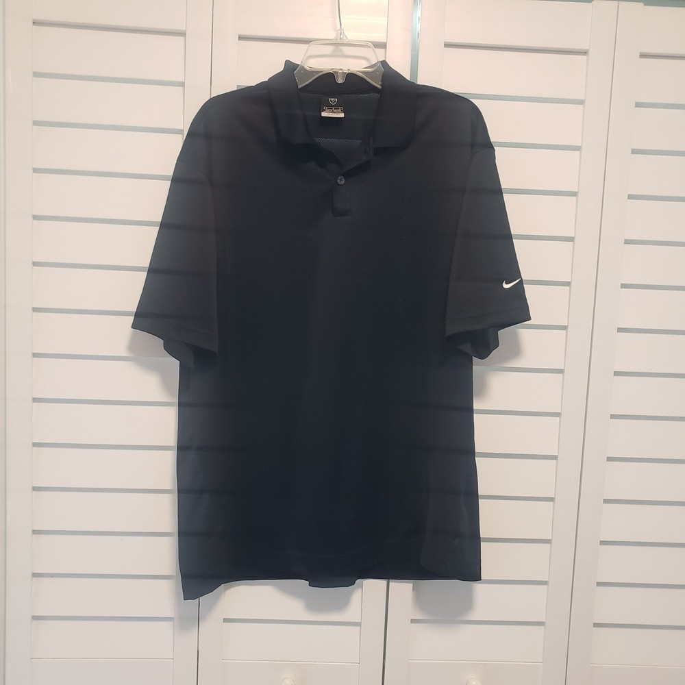 Nike Golf Polo Shirt Dri Fit UV Mens Large Black Short Sleeve