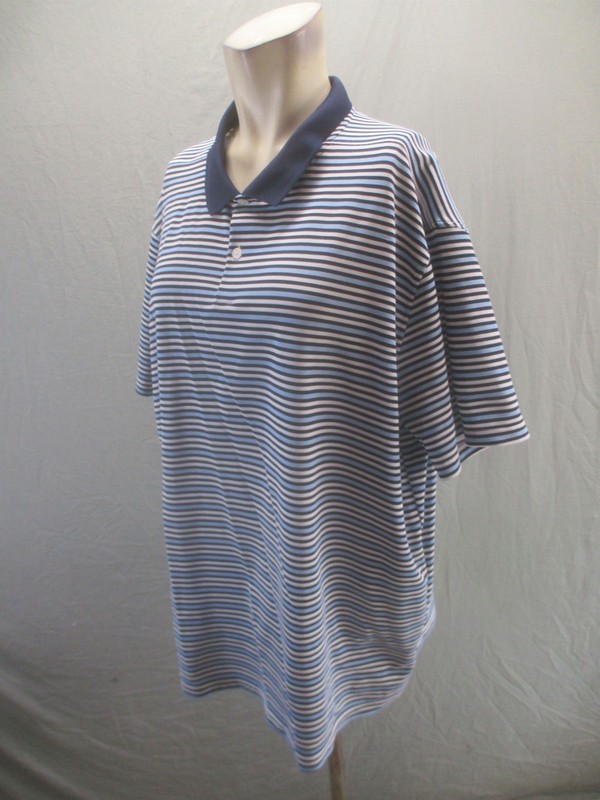 Nike Size XL Mens Multicolor Striped Collared Buttons Short Sleeve Logo Polo 896 gallery