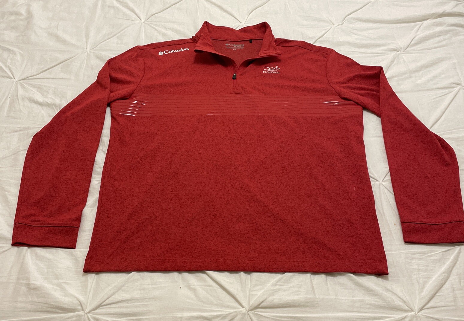 EUC! Columbia Golf Heathered Red Omni-Wick Dynamic 1/4 Zip Pullover Shirt Mens L gallery