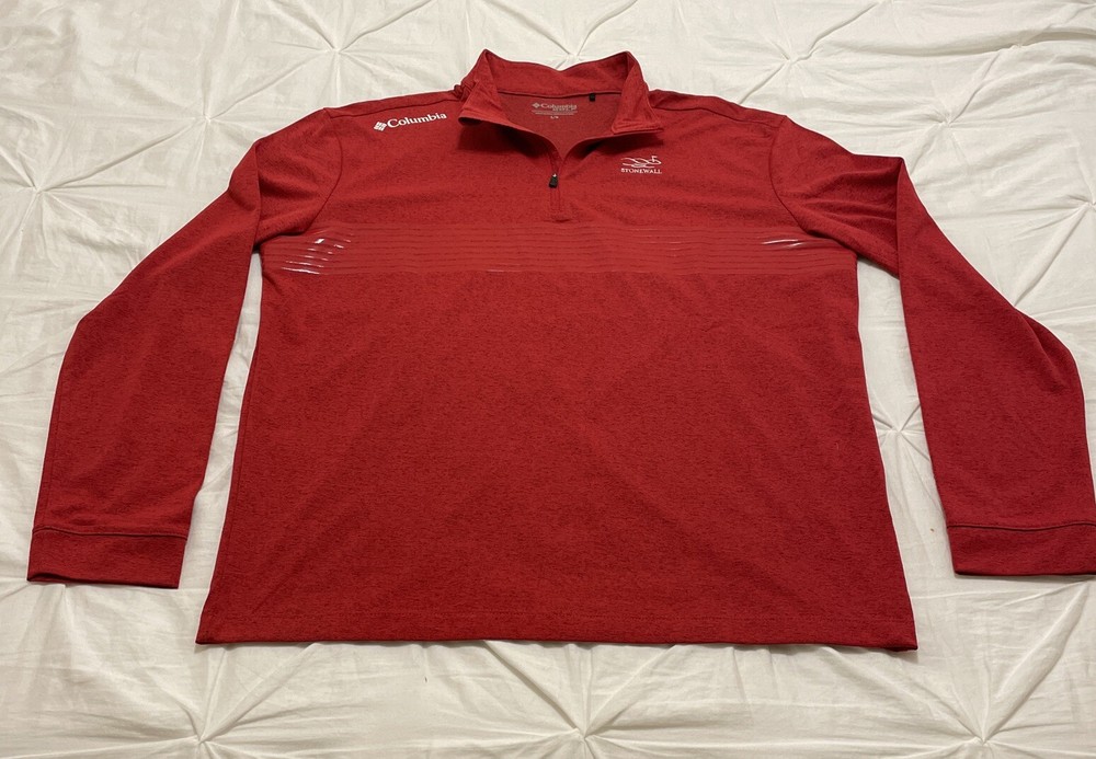 EUC! Columbia Golf Heathered Red Omni-Wick Dynamic 1/4 Zip Pullover Shirt Mens L