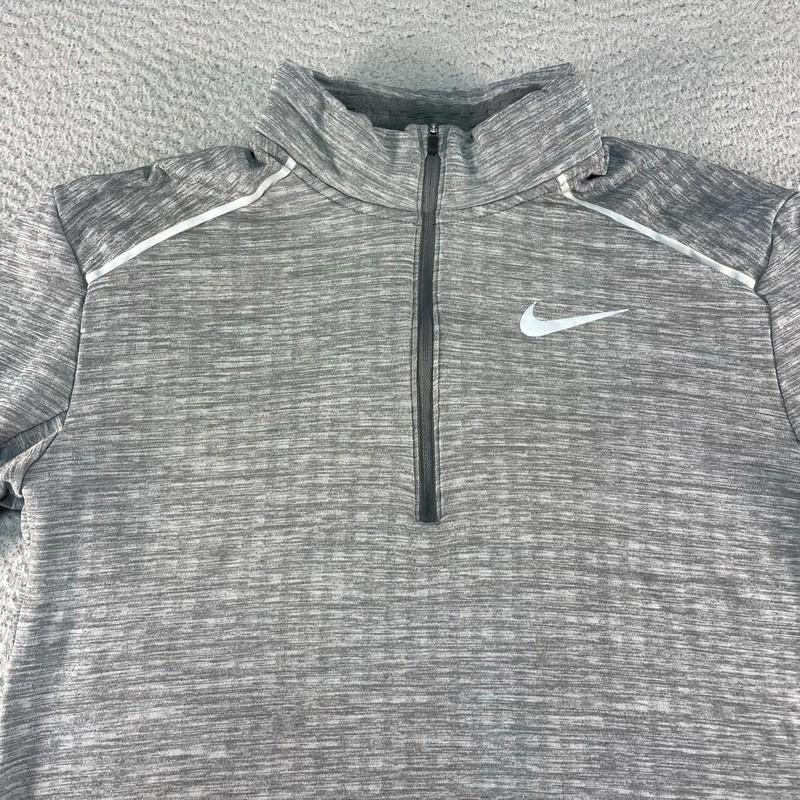 Nike Running Pullover Mens Medium Gray 1/4 Zip Long Sleeve Training Top Gym gallery