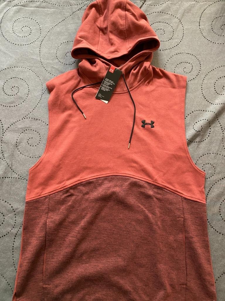 UNDER ARMOUR SLEEVELESS FITTED FLEECE HOODIE SIZE L MEN NWT $$$$ gallery