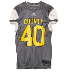 Adidas Football Jersey Men’s Large Grey Yellow County #40 Climalite Mesh Game