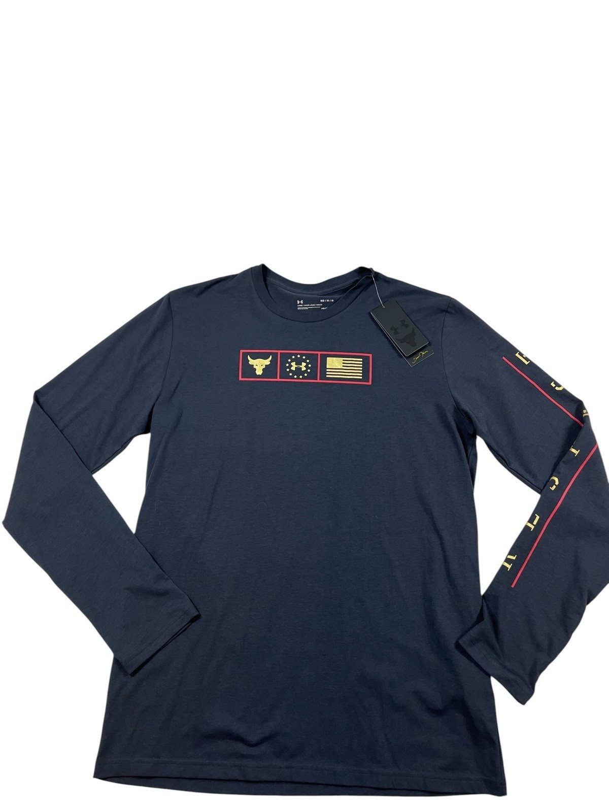 Black Under Armour Project Rock Respect Long Sleeve Shirt Men's M Medium gallery