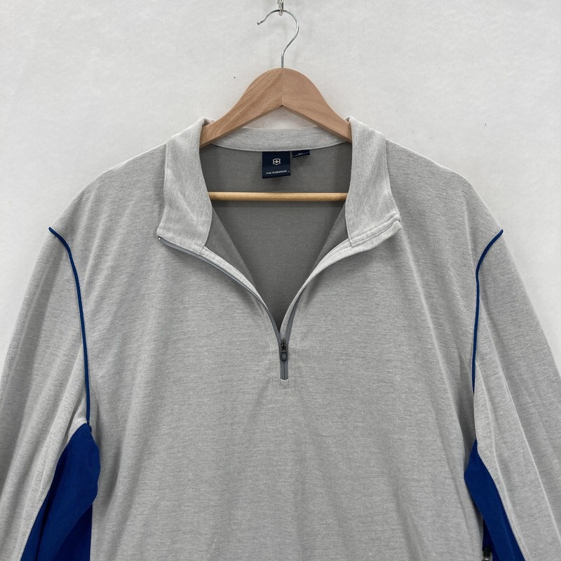 Victorinox Pullover Mens XL Gray Blue Quarter Zip Performance Long Sleeve Cocona gallery