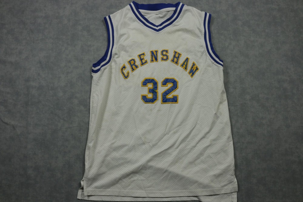 Crenshaw Basketball Jersey Shirt Mens Large White Blue 32 Wright Throwback