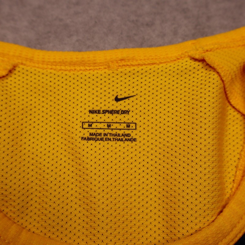 Nike Sphere Dry Shirt Mens Medium Yellow Black Short Sleeve Tennis Court gallery