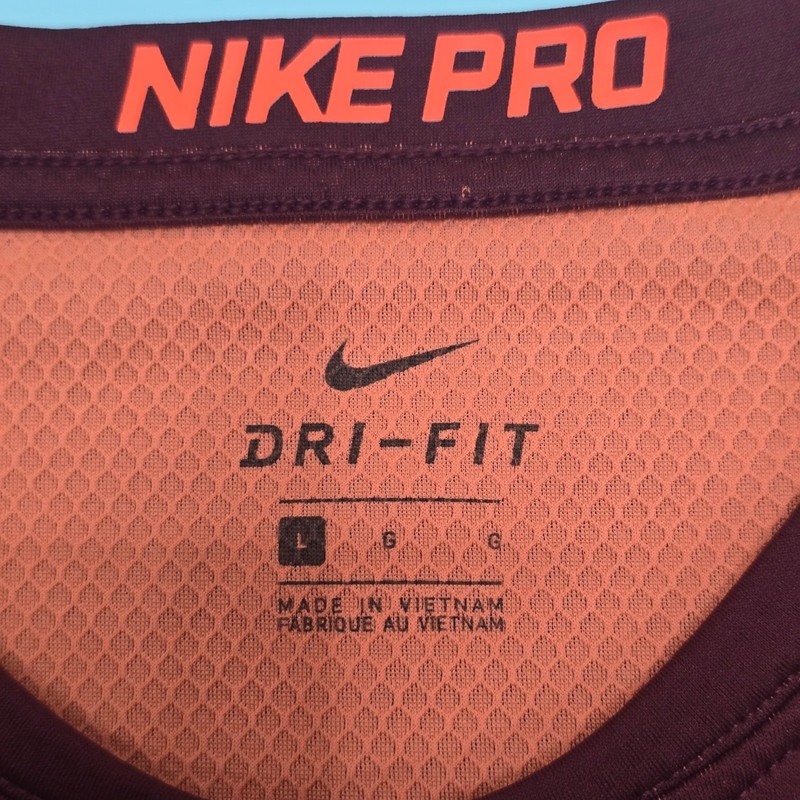 Nike Pro Dri-FIT Shirt Mens Large Burgundy Short Sleeve Compression Training Top gallery