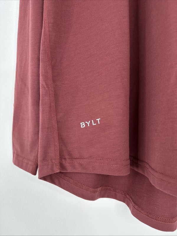 BYLT Drop Cut Lux Long Sleeve Shirt Mens Size XXL Red Curved Hem NWOT gallery