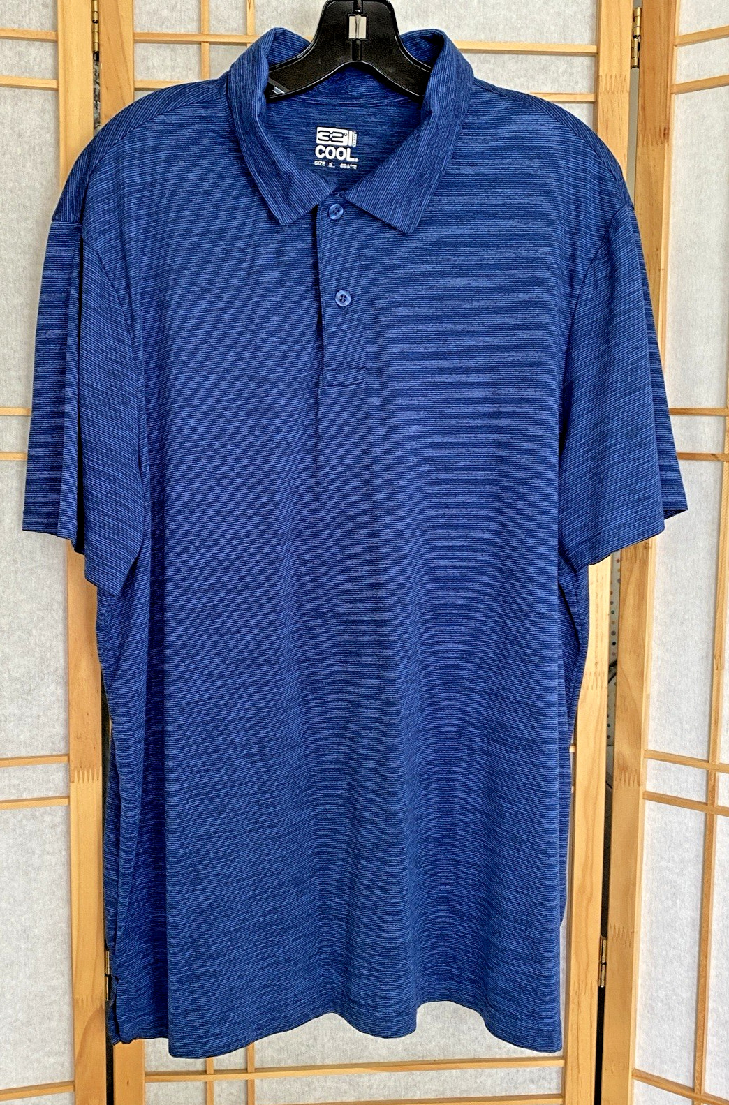 32 Degrees Cool Men’s Blue Marled Short Sleeve Polo Shirt Size X-Large Golf gallery