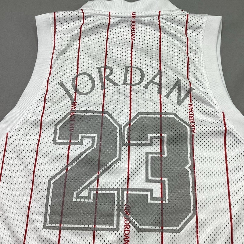 Jordan Essentials Printed Mesh Jersey Men’s M White Red Pinstripe DM1380-100 EUC gallery