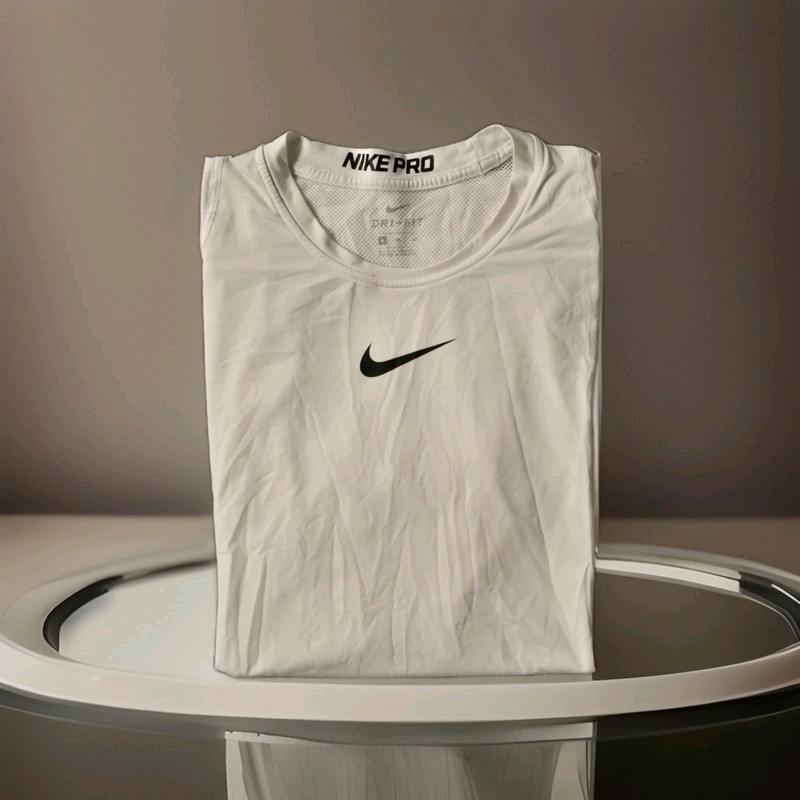 Nike Pro Dri Fit Compression Shirt Medium White Short Sleeve Muscle Men's gallery